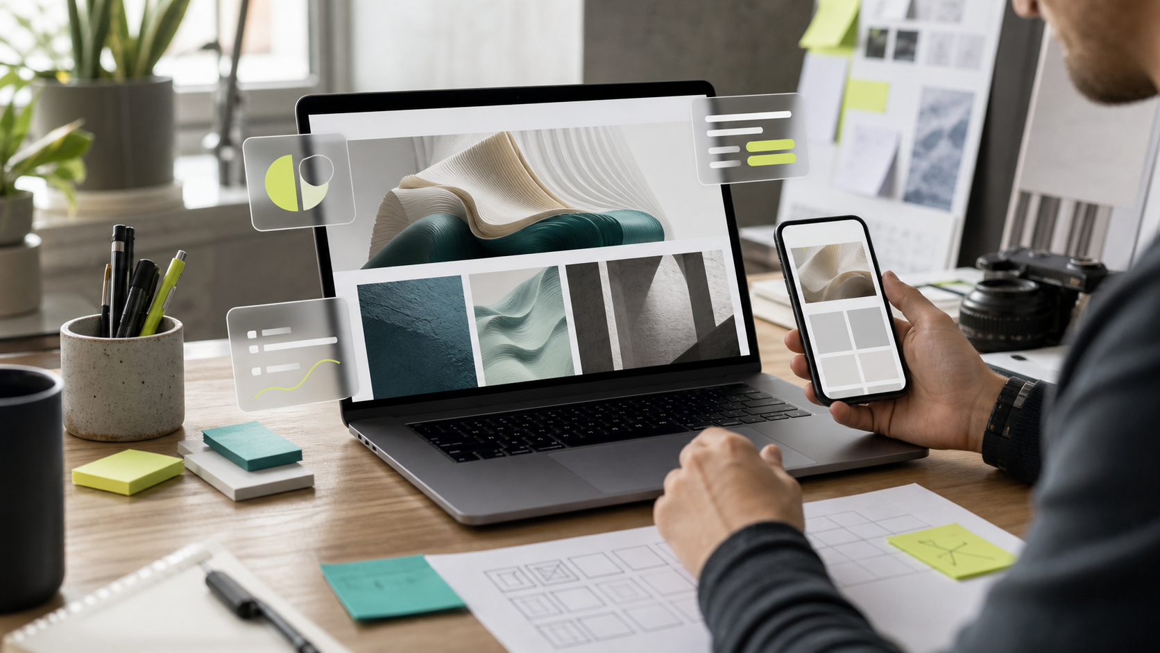 Digital design interface mockups