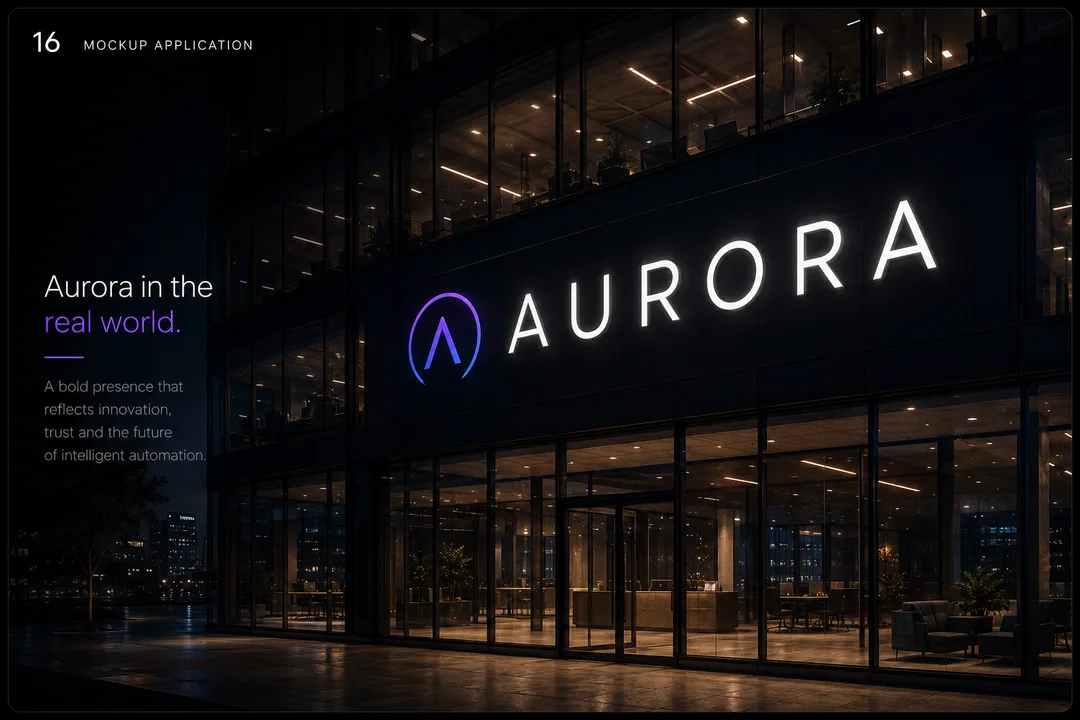 Aurora brand mark applied to an environment mockup