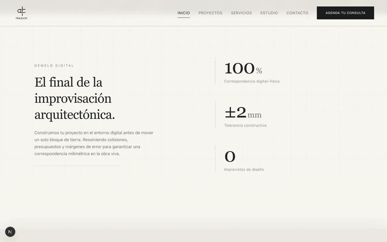 A section of the Trazado architecture studio website