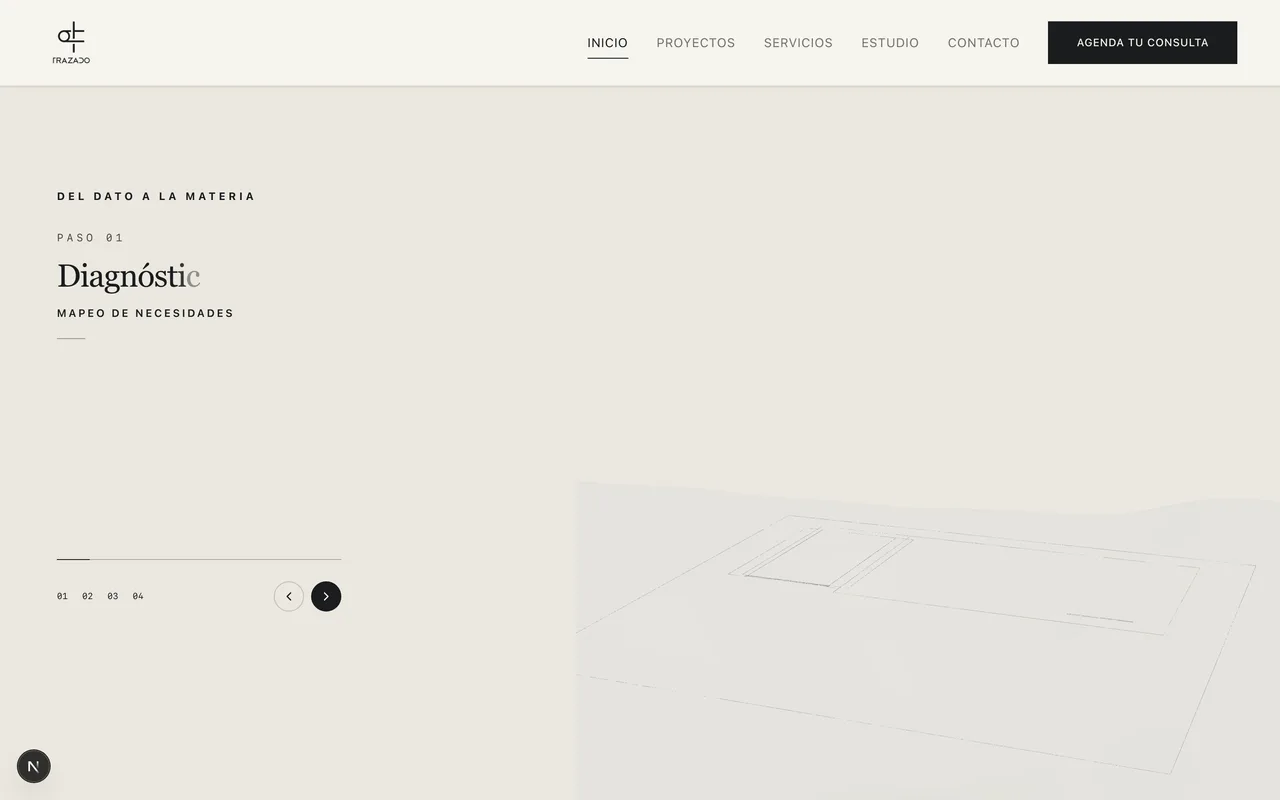 A section of the Trazado architecture studio website