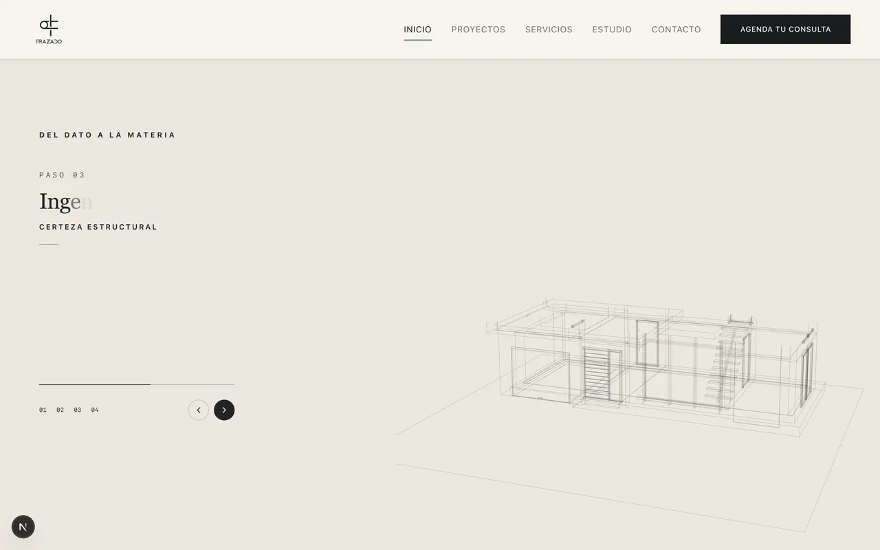 A section of the Trazado architecture studio website